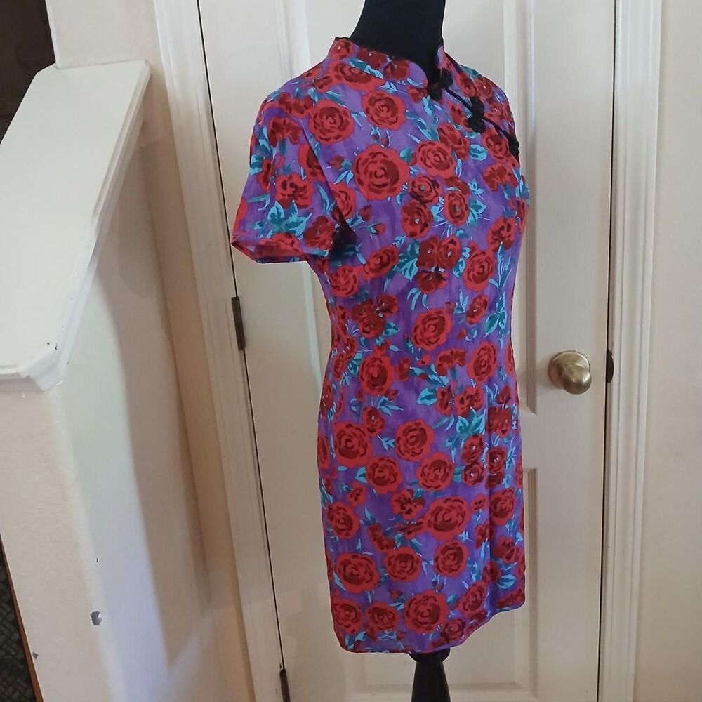 Zara Floral Mandarin Collar Mini Dress S Dopamine Dressing Asian Style Coquette - Picture 2 of 6